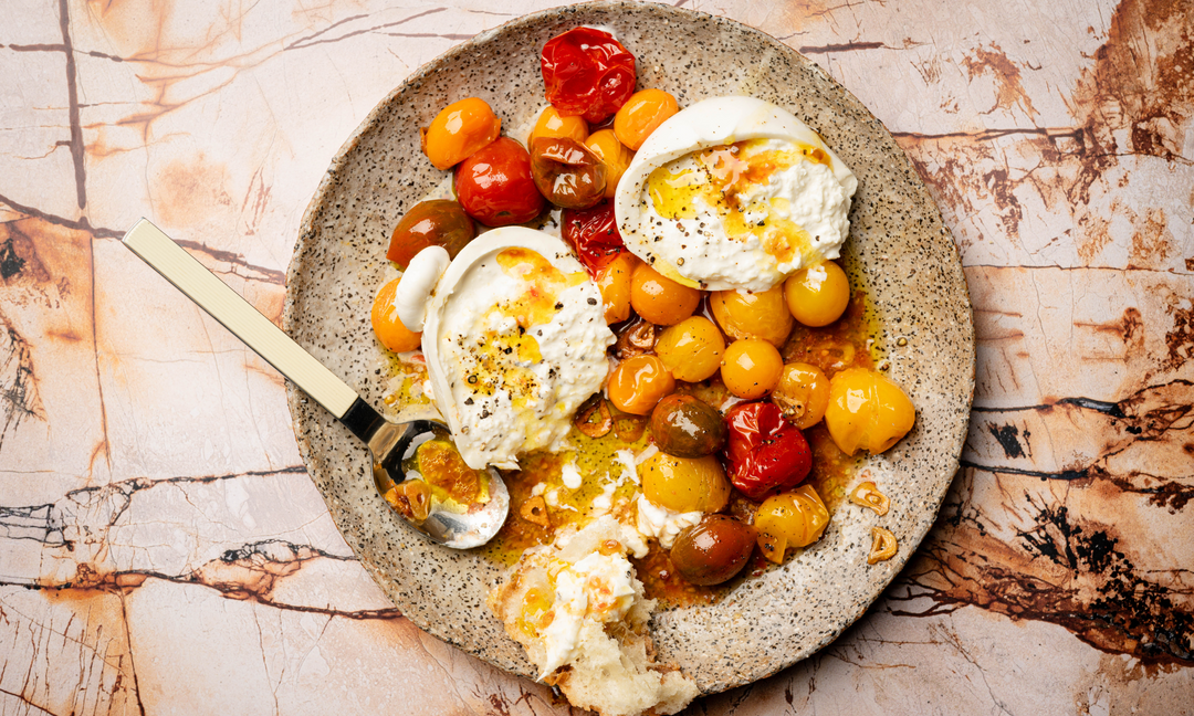 Burrata with Warm Tomato Vinaigrette