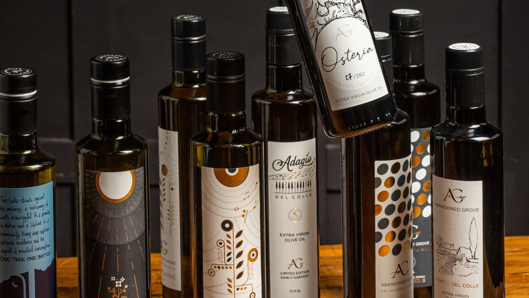 Three Extra Virgin Olive Oils Behind Abandoned Grove