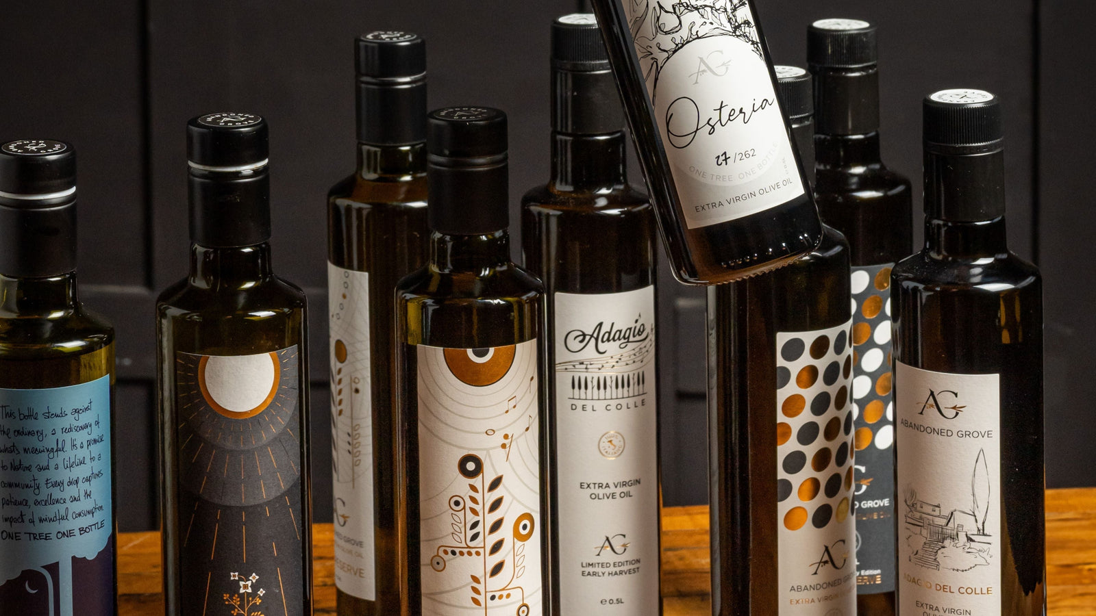 Three Extra Virgin Olive Oils Behind Abandoned Grove